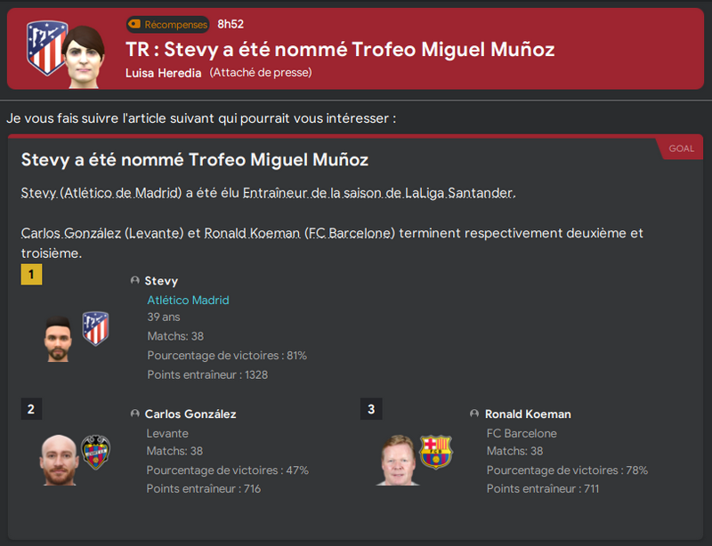 Entraineur de l'année, 75%