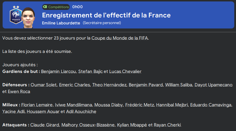 Les 23 sélectionnés, 75%