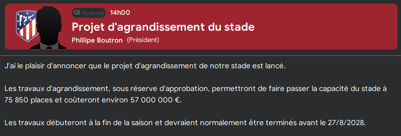 Agrandissement stade, 75%