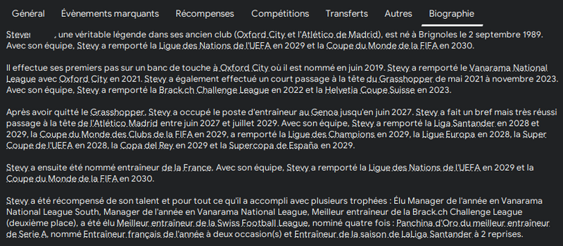 Résumé de carrière